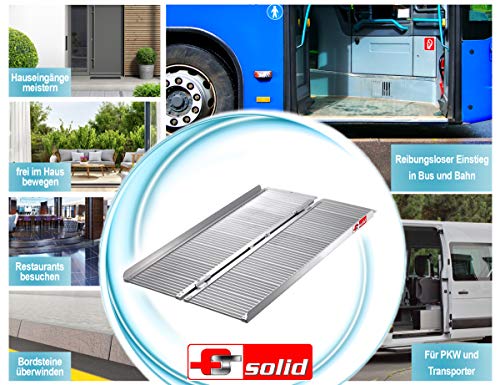 FTsolid Mobile Rollstuhlrampe aus Aluminium klappbar 60cm, 90cm, 120cm oder 150cm Länge x 70cm Breite, für Rollstuhl… – Bild 5