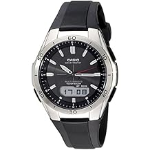 Casio Men's WVA-M640-1ACR Wave Ceptor Stainless Steel Analog-Digital Watch with Black Resin Band