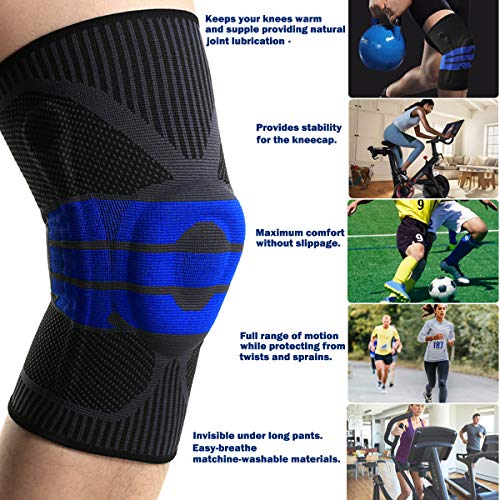 2 Pack Knee Compression Sleeves for Men Women Knee Braces for Knee Pain