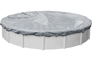 Robelle 24 ft Industrial Gray Winter Pool Cover for Above Ground Pools, 4 ft Overlap (28 ft Cover Size), Solid 14 x 12 Scrim, 4.5 oz/yd2, 20-Year Warranty, Style: 3024-4