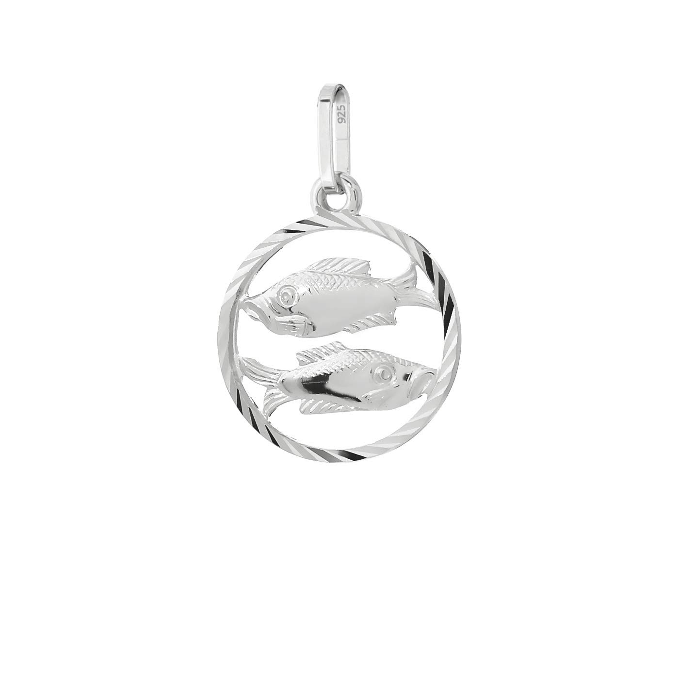 NKlaus Pisces star sign 925 sterling silver 15mm chain pendant Zodiac horoscope 9172