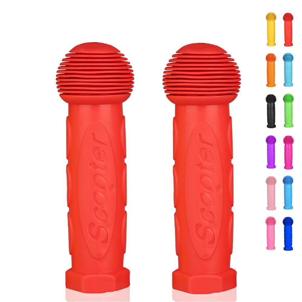 OTFAITP Scooter Grip Handlebar 1 Pair Bicycle Grip Fit for 2-3-4 Wheels Kids Kick, Drifting & Swing Scooters (Red)