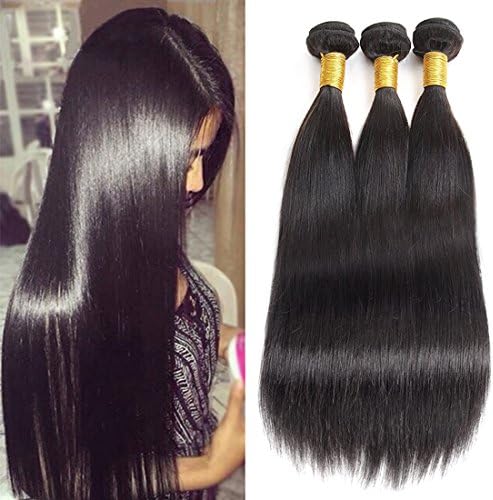 Brazilian Virgin Hair Straight Human Hair 3 Bundles Weaves Unprocessed Human Hair Extensions Natural Black 20 22 24 Inch