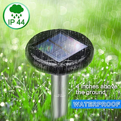 ELLASSAY Upgrade Mole Repellent, 2 Pack Ultrasonic Animal Repellent Solar Powered Gopher and Vole Chaser Humane Rodent Repeller