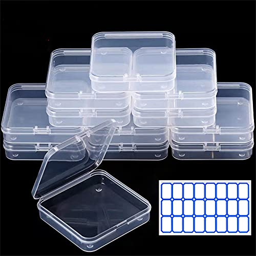 12 Pieces Clear Square Storage Box, w/Hinged Lid, 2.7