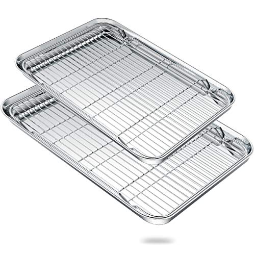 Large Baking Sheet with Cooling Rack Set [2 Sheets + 2 Racks], Zacfton 24 Inch & 20 Inch
