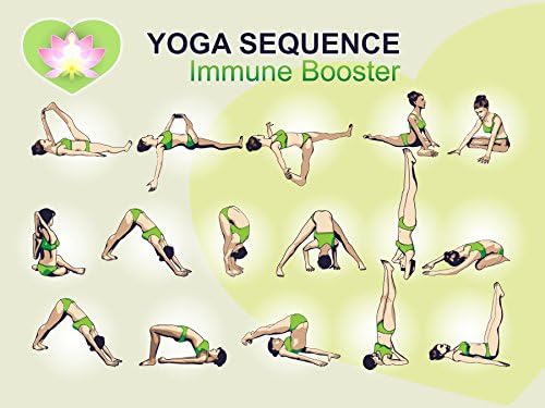 Yoga Wall Art Chart Poster - Yoga Immune Booster Workout Poster for Home Gym - 16 Easy to Read Yoga Posture Pose Workouts - (18X24 inch hi gloss Fitness Training Poster)