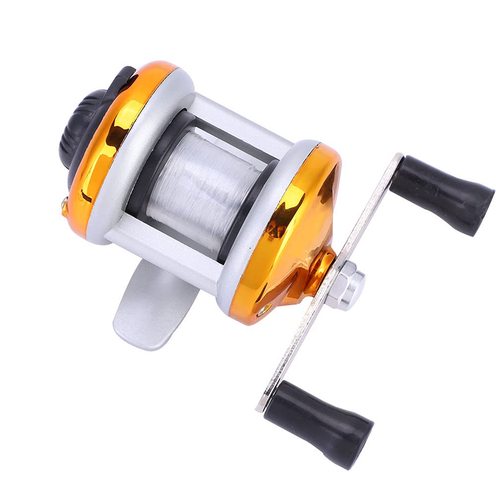 cersalt Ice Fishing Reel, Fishing Reel Casting Reel with Wire for Outdoor Fishing(gold)