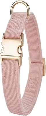 YUDOTE Ultra-soft Corduroy Dog Collar Large, Natural Cotton, Dusty Pink view 6
