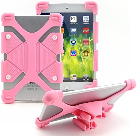 Universal 7 inch Tablet Case, Shockproof Silicone Stand Cover 7"-8" for All Versions RCA Voyager Vankyo Yuntab Samsung Google Nexus MatrixPad Z1 Huawei 7" Android Tablet and More, Pink