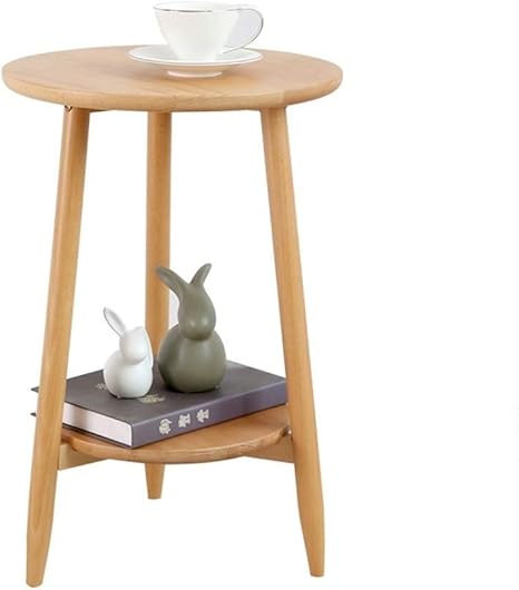 Amazon Chunlan 三角形のサポート設計 サイドテーブル 無垢材製造 お茶 読書 コーヒーを飲むことができます コーヒーテーブル 二層設計 サイドテーブル オンライン通販