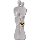 PlivBloom Ceramic Family Sculpture of 4,Gifts for Family Figurines,Mother Daughter Art, Memorial Gift for Parents for Home Decor Bedroom Living Room Tabletop,Family Statue of Four