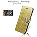 iPhone 6s Plus Case,IC ICLOVER Luxury Bling Flip Glitter Fashion Diamond Leather Card Wallet Case Cover iPhone 6s Plus/iPhone 6 Plus 5.5 inch,Gold