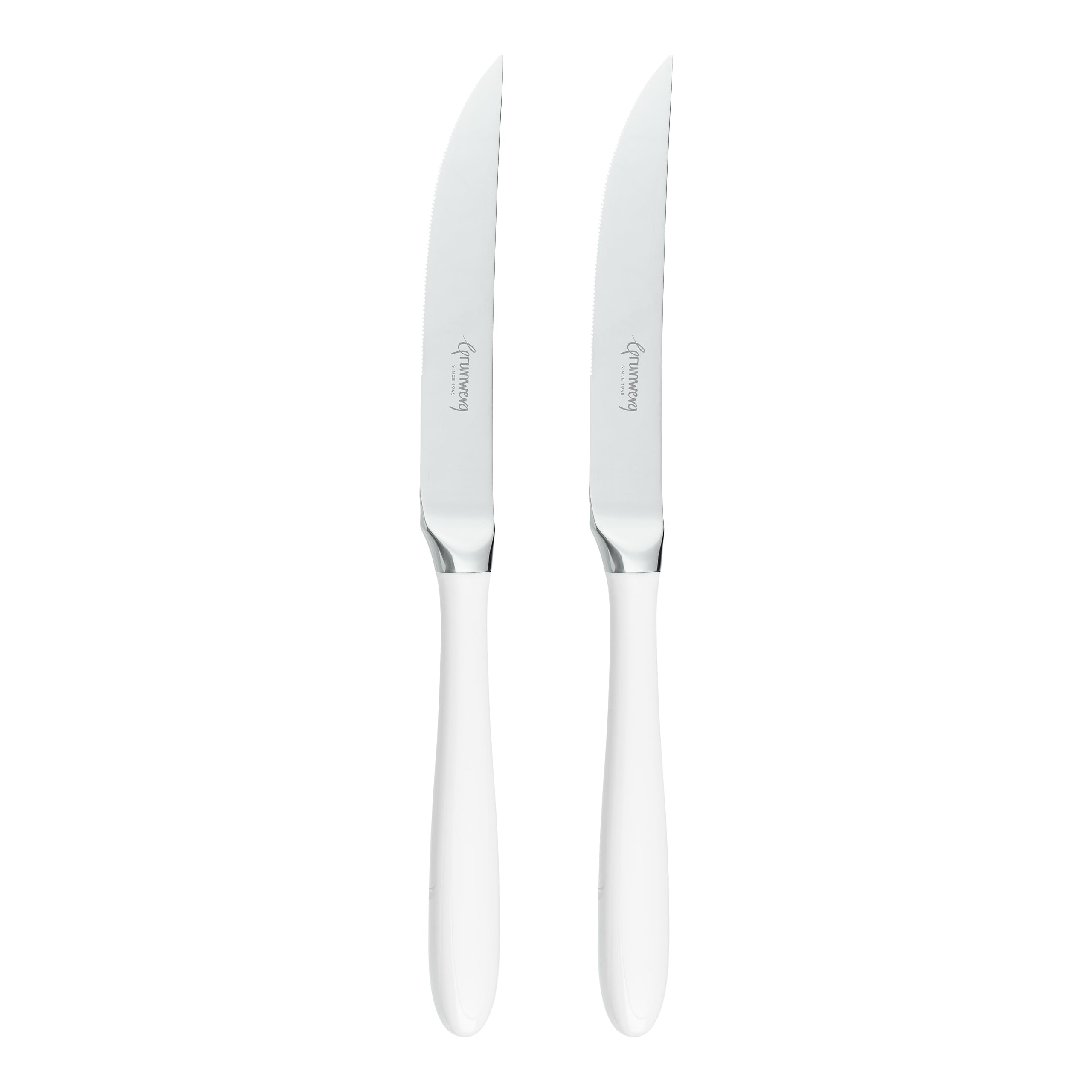Grunwerg Yin & Yang Luxury Steak Knives, Set of 2, Gift Boxed, 18/10 Stainless Steel, White