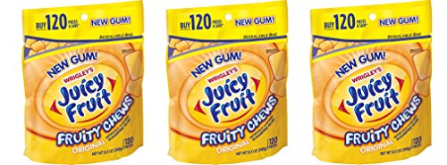 Juicy Fruit Fruity Chews hFjXfr Original Sugarfree Gum 120 piece bag, 3 Pack