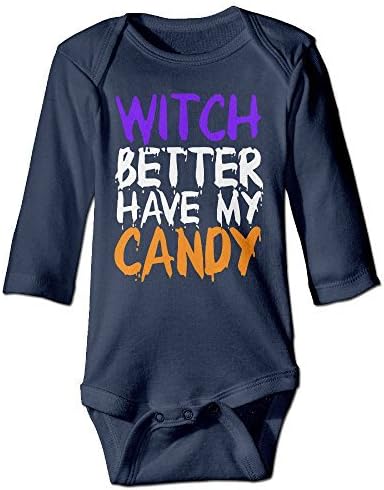Witch Better Have My Candy Personalize For Newborn Baby Clothes Bodysuits Long Sleeved Navy