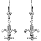 Fleur-de-Lis Dangle Earrings 925 Sterling Silver