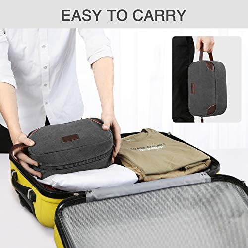 Men's Travel Toiletry Organizer Bag Canvas Shaving Dopp Kit TSA Approved (Grey) 6 Men's Travel Toiletry Organizer Bag Canvas Shaving Dopp Kit TSA Approved (Grey)