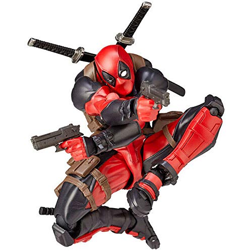 GOODKSSOP Joint Flexible Movable Amazing Yamaguchi Revoltech Kaiyodo DP Deadpool X-Men Classic Character Action Figure Model Toy Xmas Gift (Red)