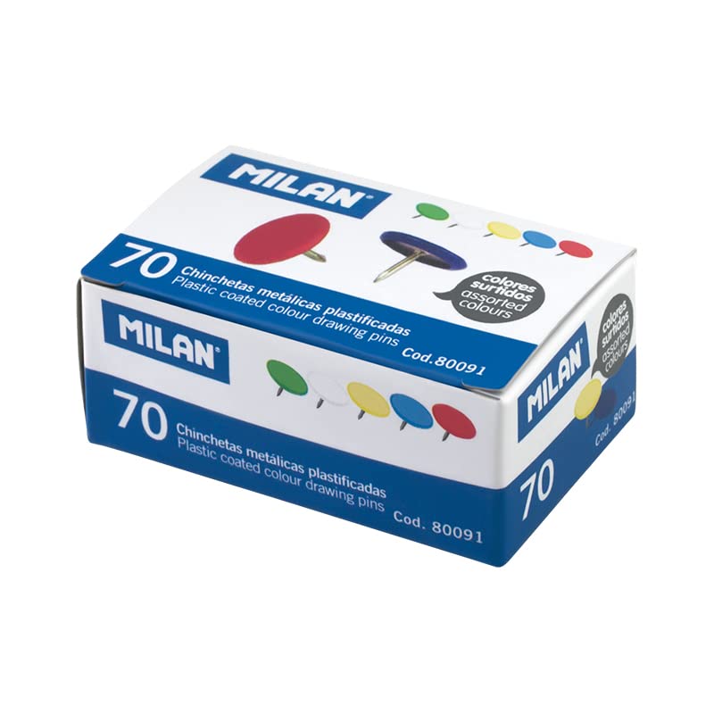 Box of 70 Milan® plastic pins in assorted colours