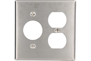 Leviton Device Combination Wallplate, 2-Gang 1-Duplex 1-Single 1.406-Inch Diameter, Device Mount, 84046-40, Stainless Steel