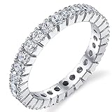 3MM Sterling Silver 925 Eternity Ring Engagement Wedding Band Ring With Cubic Zirconia CZ Size 5
