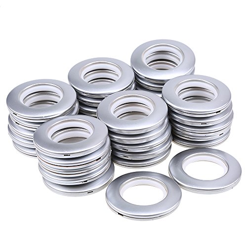 32PCS Curtain Grommet, DeSS Curtain Eyelet Rings Clips Inner Diameter 40mm DIY Rings for Window Curtain, Shower Curtain, Locker Room Door Curtains, Backpack Bag Hole Matt Silver