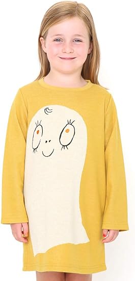 Amazon グラニフ Graniph コラボレーション キッズ ジャガード ワンピース ラーバン おばけのラーバン マスタード キッズ 90 G119 おそろいコーデ G119 ワンピース チュニック 通販