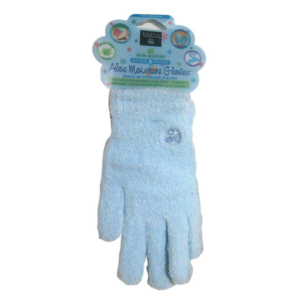 Earth Therapeutics Aloe Moisture Gloves, Ultra Plush Blue