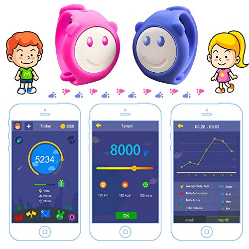 IWAWA Kid Smart Wristband Fitness Activity Tracker Pedometer Intelligent Bracelet with Sport Monitoring and Free Fun Game App for Android iOS Waterproof PINK