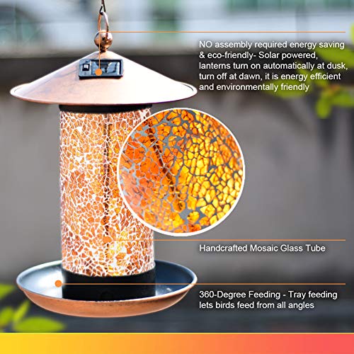 Artbirdfeeder Solar Bird Feeder Hanger Solar Lantern Powered For