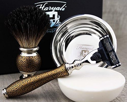 Black Badger Brush & Mach 3 Razor with Bowl & Soap, Golden - Image 4