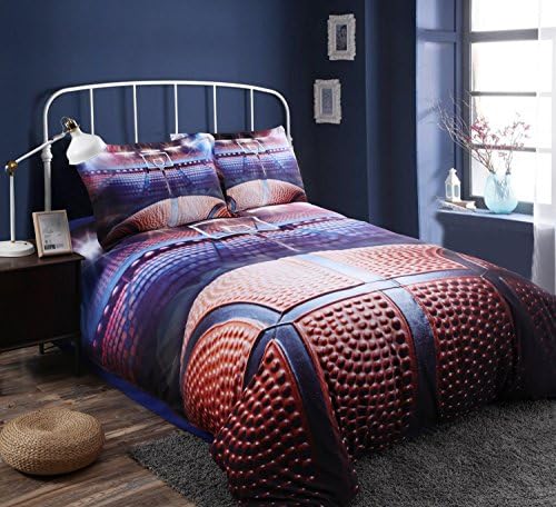 Ammybeddings 3D Basketball Print Duvet Cover Sets 4-Piece, Twin Size Cotton NBA Sport Bedding Set, 1 Duvet Cover, 1 Flat Sheet, 2 Pillowcases Included ( No Comforter, No Fitted Sheet)