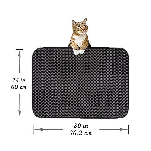Pet Craft Supply Premium Durable Double Layer Cat Litter Mat Trapper Water Resistant Scatter Control Easy Clean Light Weight EVA Foam Rubber Honeycomb Design Large Size (24X30) - Thumbnail 4