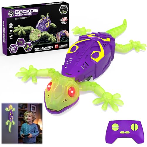 Qrooper Wall Climbing Gecko, Glow in The Dark Lizard, Rc Toys for Kids,Wall Crawler Robot Geckos,Fun Kids Toys, Halloween Birthday Gifts, Stocking Stuffers for Boys Girls Teens Ages 3 4 5 6 7 8 +