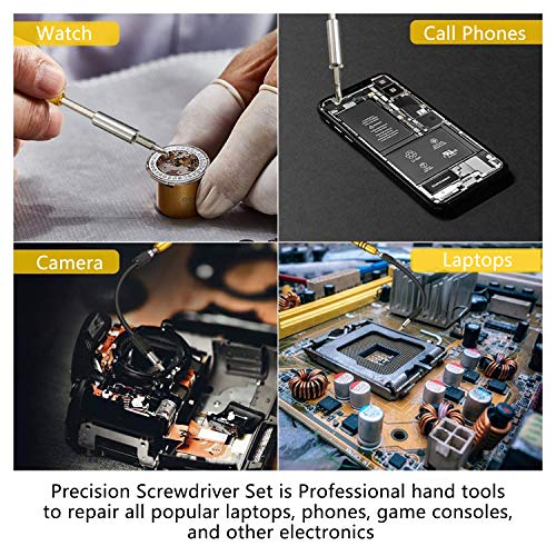 Apsung 110 in 1 Screwdriver Set with Slotted, Phillips, Torx& More Bits, Non-Slip Magnetic Precision Electronics Tool Kit for Repair iPhone, Android, Computer, Laptop, Watch, Glasses, PC etc (Yellow)