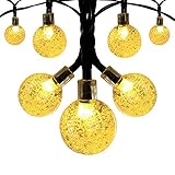 Innoo Tech Solar Globe String Lights Outdoor 19.7 ft 30 LED Warm White Crystal Ball Christmas Globe Lights for Garden Path, Party, Bedroom Decoration