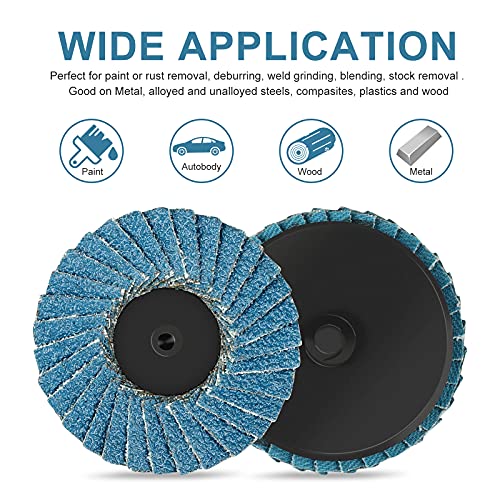30 PCS 2 Inch Flap Disc Set with 1/4 Shank Disc Holder, SUNJOYCO 60/80