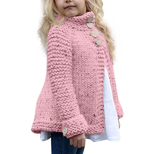 AutumnFall Fashion Baby Girls Cardigan Coat,Toddler Kids Baby Girls Outfit Clothes Button Knitted Sweater Tops (3T, Pink