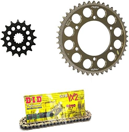 DID 520VX2 Pro-Street X-Ring VX Series Chain Gold/Black, SUNSTAR Front &amp; Rear Sprocket Kit for Street YAMAHA YZF-R6 2006-2016