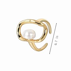 Handmade Geometric Pearl Gold Plated Statemnet Ring