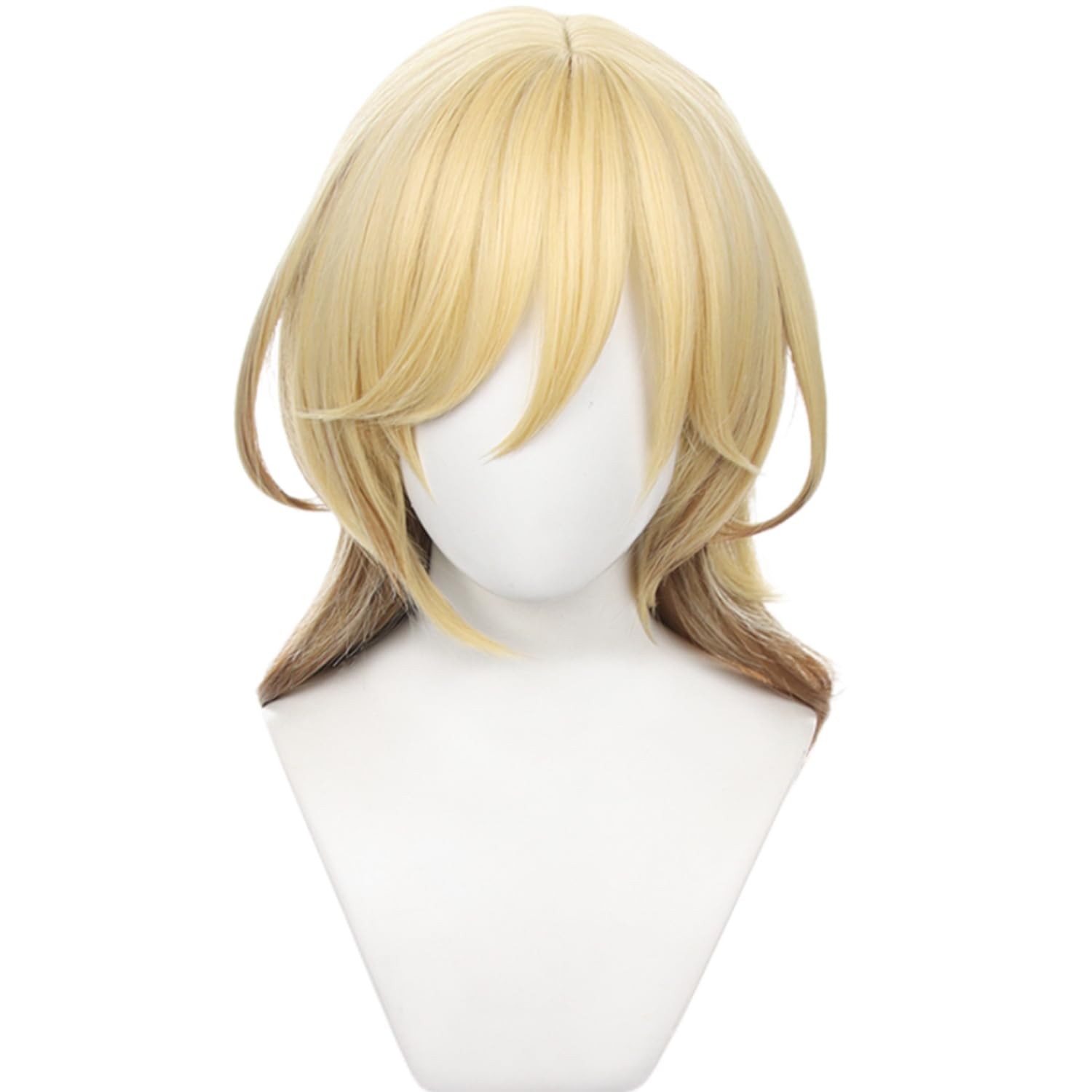 Blonde Gradient Medium Heat Resistant Synthetic Costume Hairs for Adult Women Men Halloween Cos Anime Party Replacement Wigs — image 1