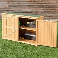 Goplus Wooden Garden Shed Outdoor Storage Cabinet Fir Wood Double Door Yard Locker Natural Amazon Sg Home Improvement