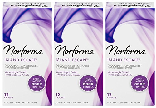 Norforms Deodorant Suppositories, Island Escape, 12 Count (Pack of 3)
