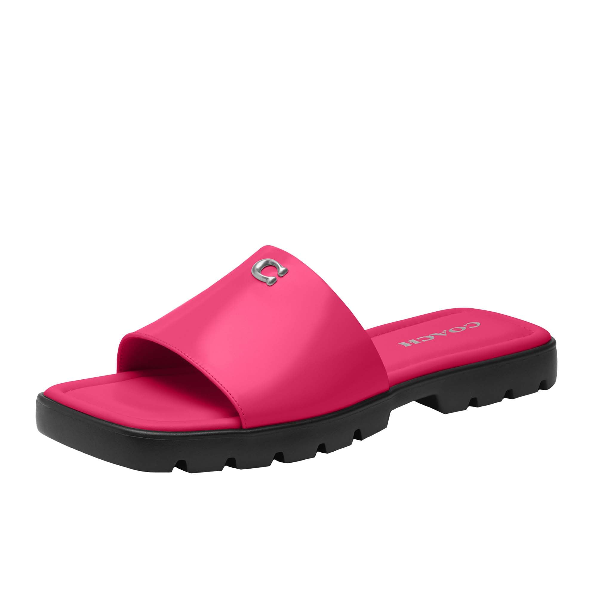 Coach Women’s Florence Leather Sandal, Dragonfruit, 7.5