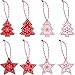 32 Pieces Christmas Wooden Crafts Hangings Ornaments Christmas Tree Decoration, Snow and Star Presents Decoration Accessories (16PCs Star Style and 16PCs Christmas Trees Style)