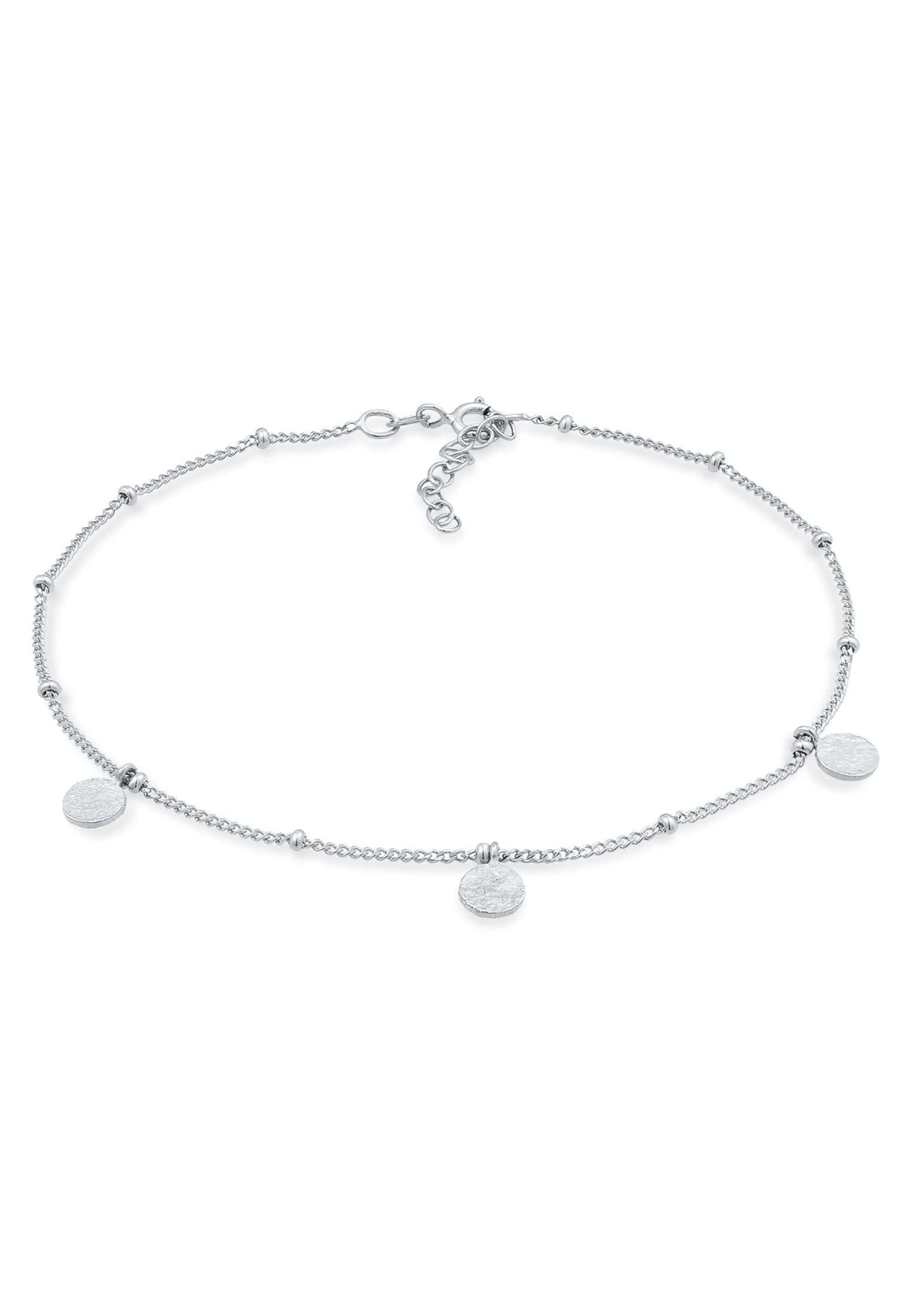 Elli Anklet Ladies Satellite Chain Platelets Hammered in 925 Sterling Silver