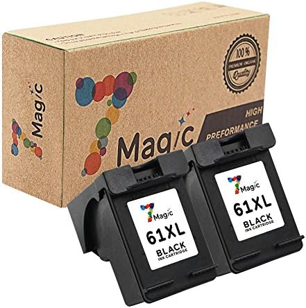 7Magic High Yield Remanufactured Ink Cartridge Replacement for HP 61XL 61 XL Use in Envy 4500 4501 4502 5530 Officejet 4630 4632 4635 Deskjet 1510 1512 2050 2540 2542 3000 3050 Printer (2-Pack Black)