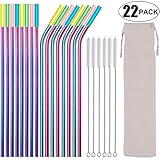 MultiColor Metal Straws Stainless Steel Straws Set of 16 10.5