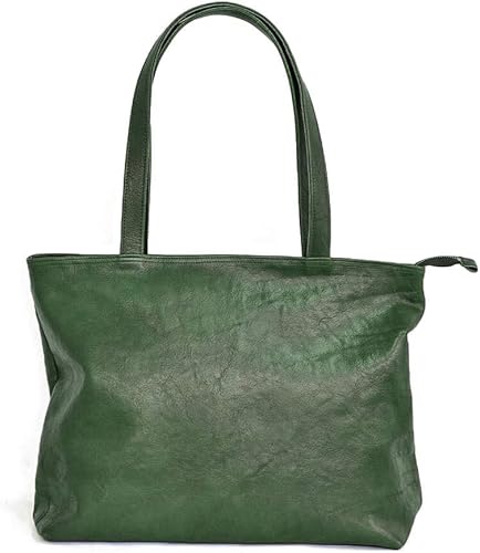 Amazon 栃木レザー トートバッグ 本革 鞄 Green トートバッグ
